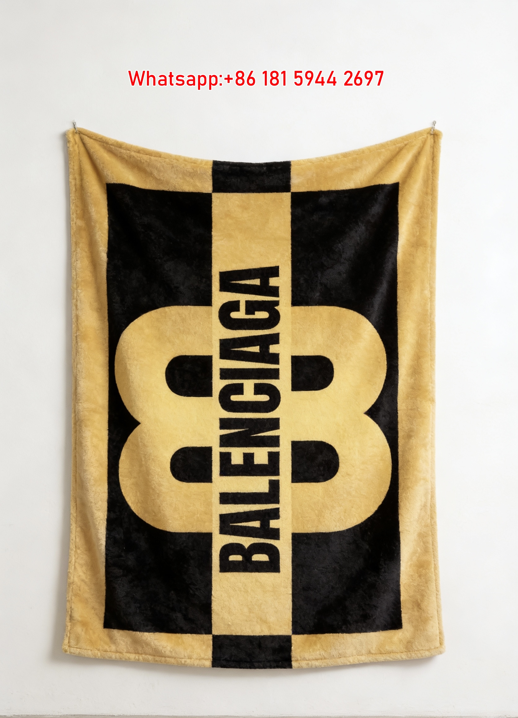 Balenciaga Black Gold BB Logo Flannel Sofa Throw Blanket Luxury Brand Cover BA032